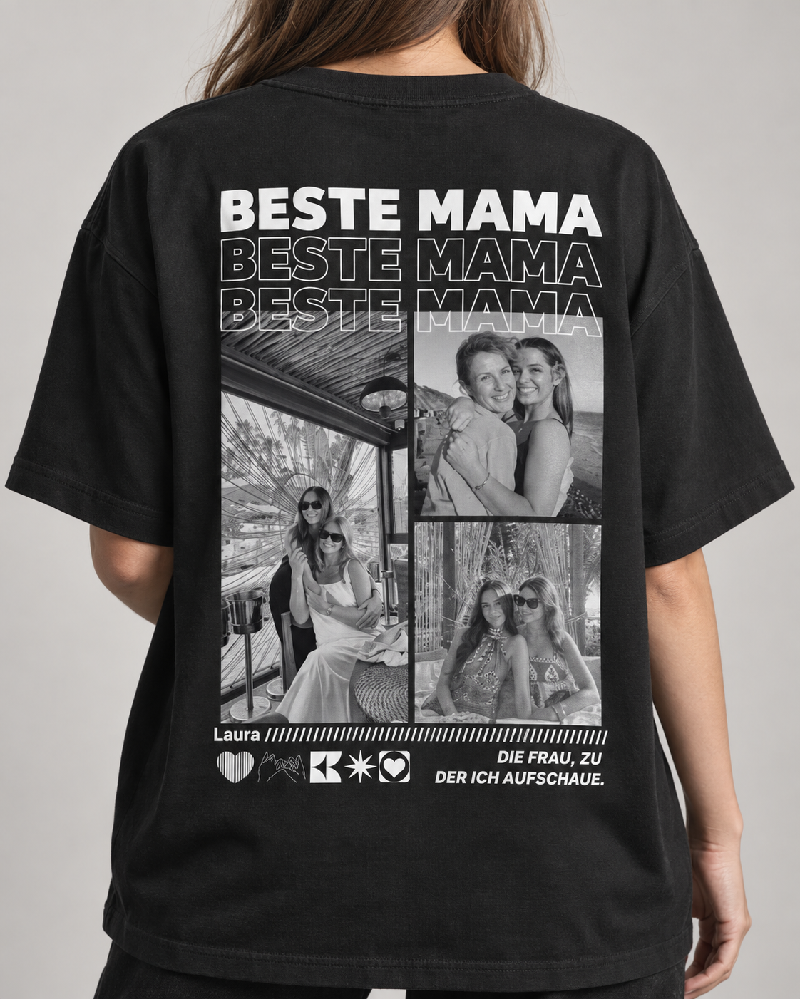 Personalisierte T-Shirt mit Fotos "Mama"
