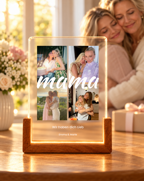 Personalisiertes Acryl-Licht Collage "Mama" | Nachtlicht, Dekolicht, Glowlight