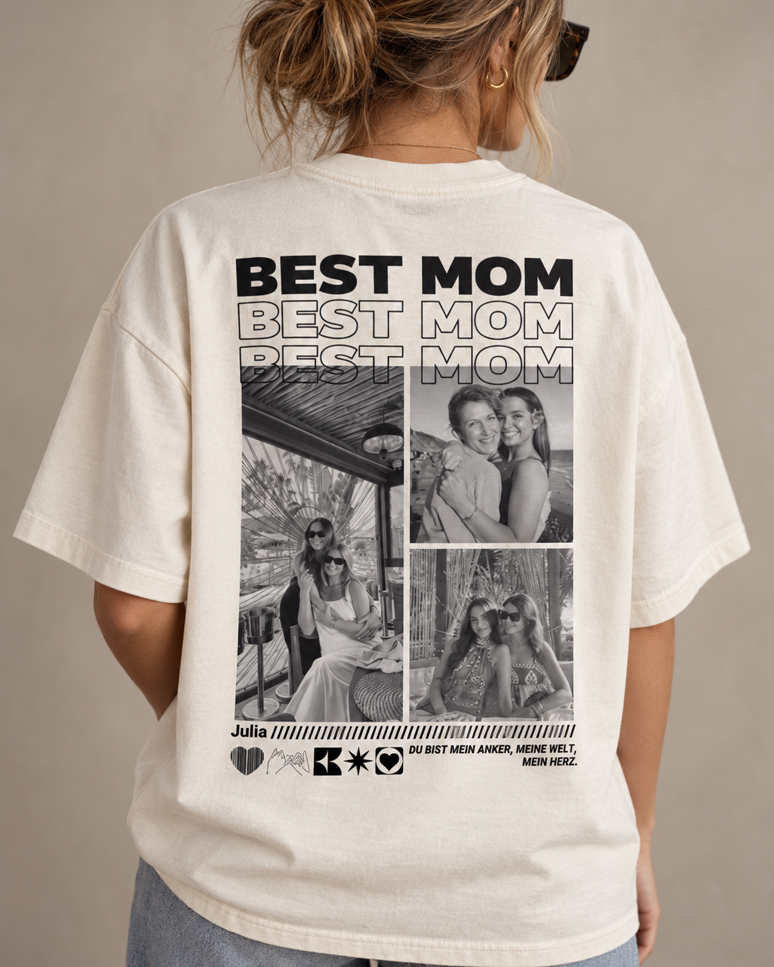 Personalisierte T-Shirt mit Fotos "Mama"