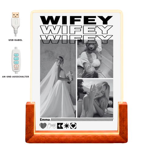 Personalisiertes Acryl-Licht "Wifey"