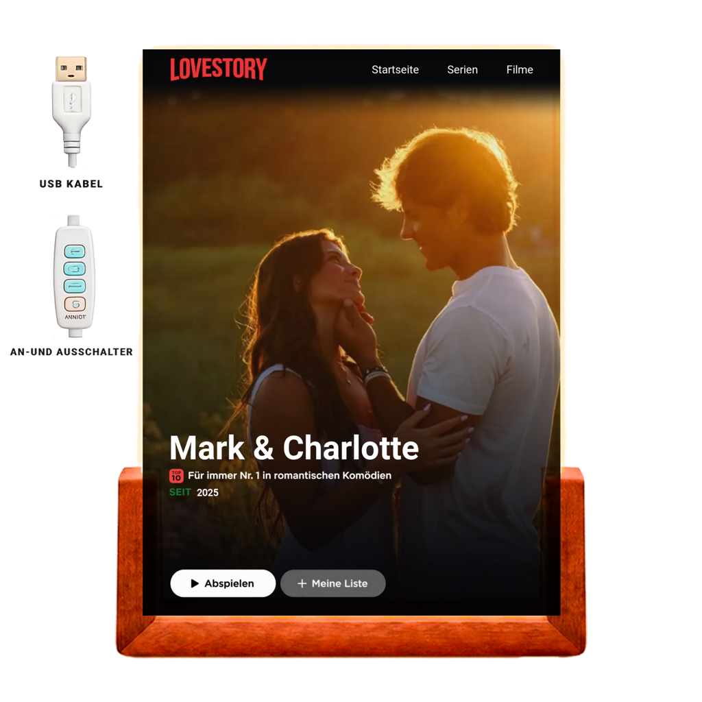 Beleuchteter Acryl-Glas "Lovestory" Seriencover
