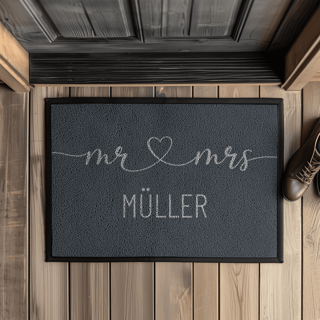 Fußmatte mit Gummirand Personalisierte Fußmatte "Mr & Mrs"