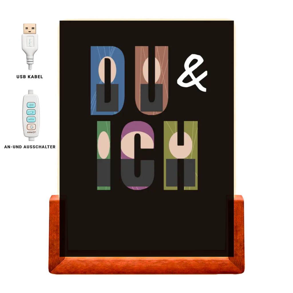 Personalisiertes Acryl-Licht "Du & Ich" | Nachtlicht, Dekolicht, Glowlight