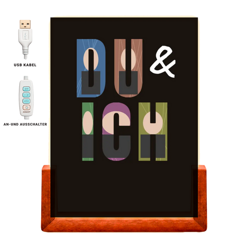 Personalisiertes Acryl-Licht "Du & Ich" | Nachtlicht, Dekolicht, Glowlight