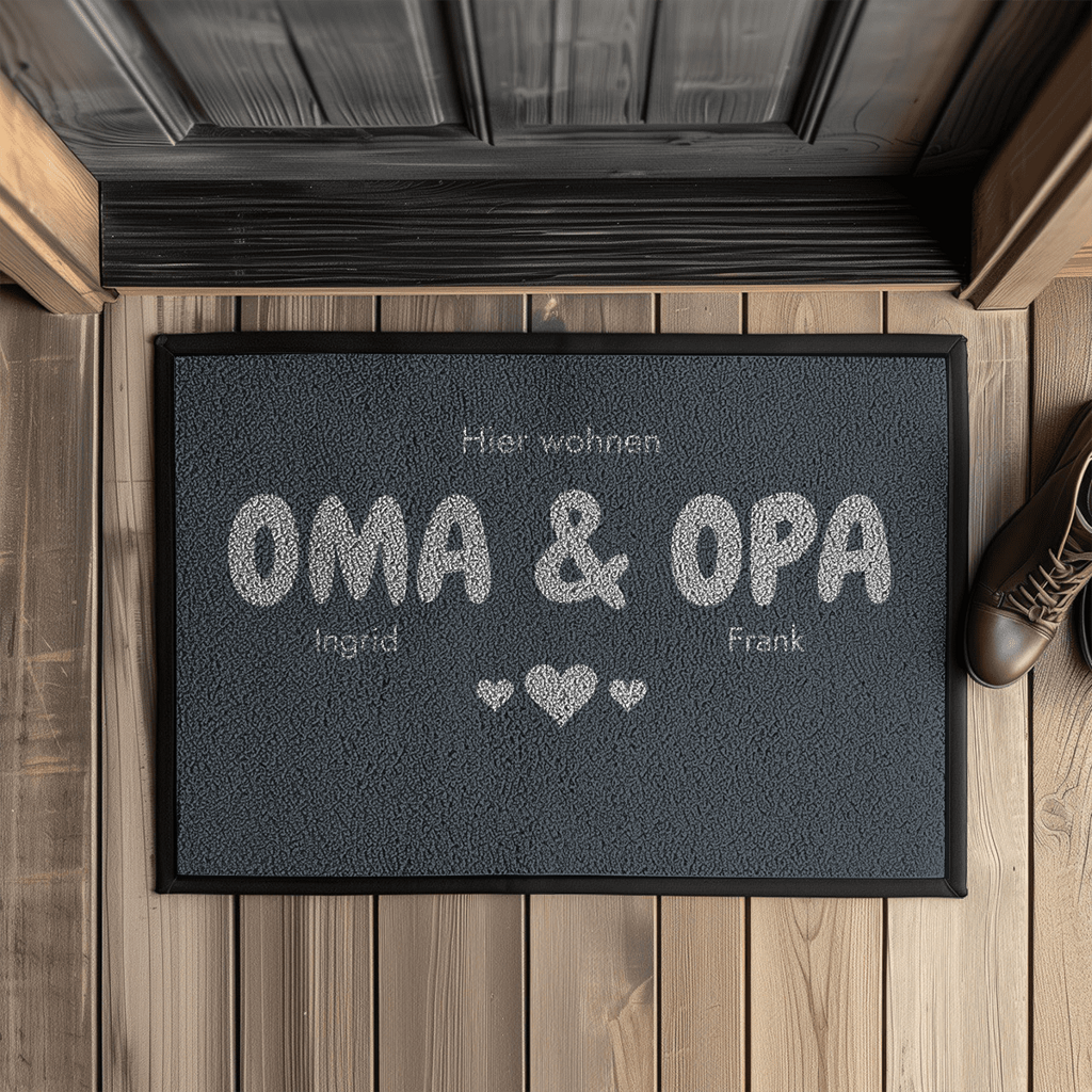 Fußmatte mit Gummirand Personalisierte Fußmatte "Oma & Opa"