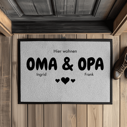 Fußmatte mit Gummirand Personalisierte Fußmatte "Oma & Opa"