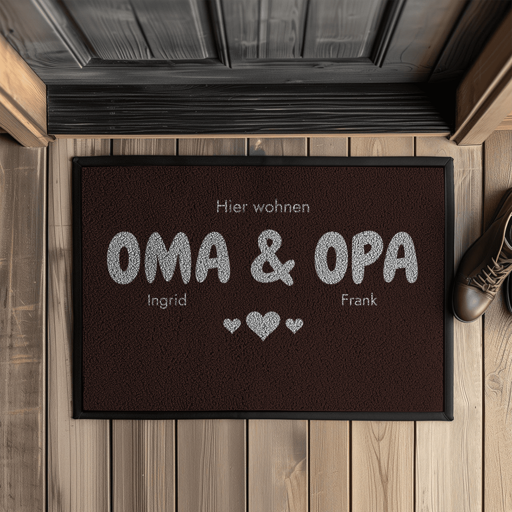 Fußmatte mit Gummirand Personalisierte Fußmatte "Oma & Opa"