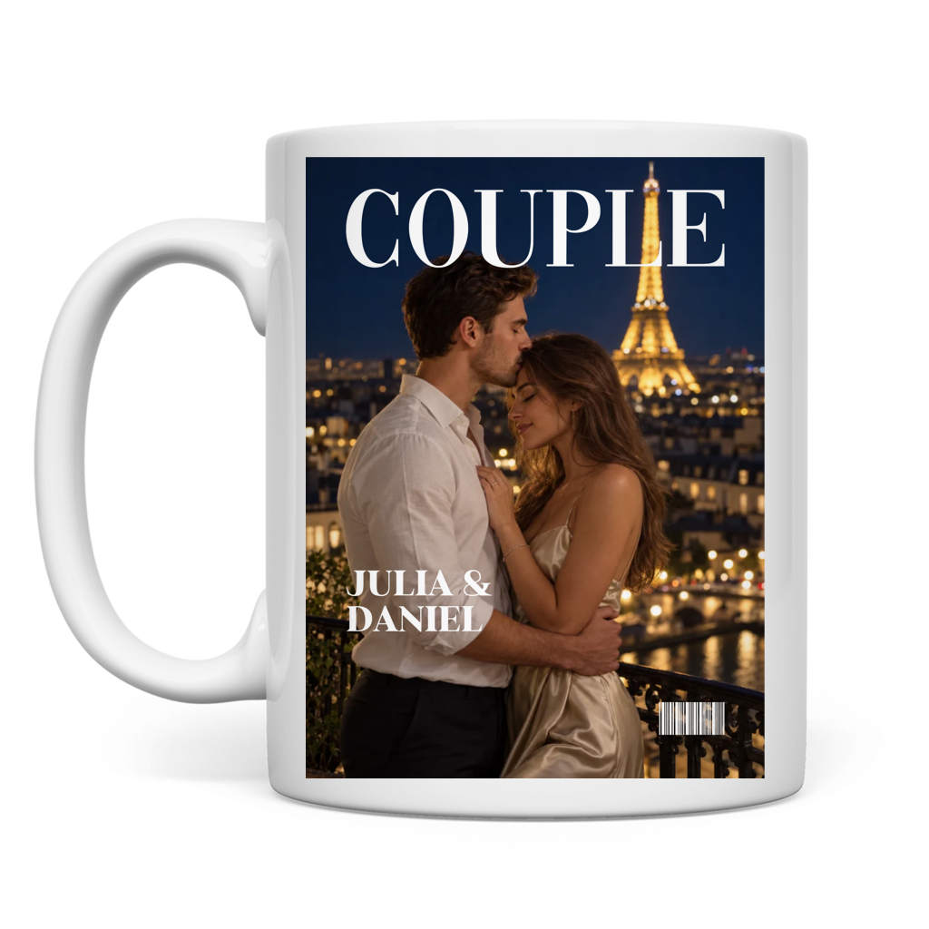 Personalisierte Tasse "Couple Magazine"