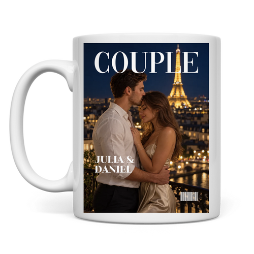 Personalisierte Tasse "Couple Magazine"