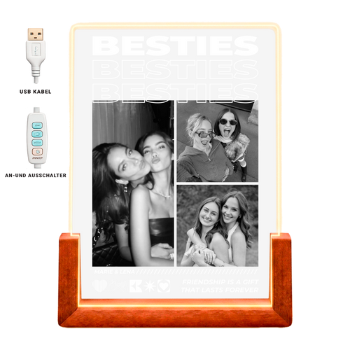 Personalisiertes Acryl-Licht "Besties" Nachtlicht, Dekolicht, Glowlight