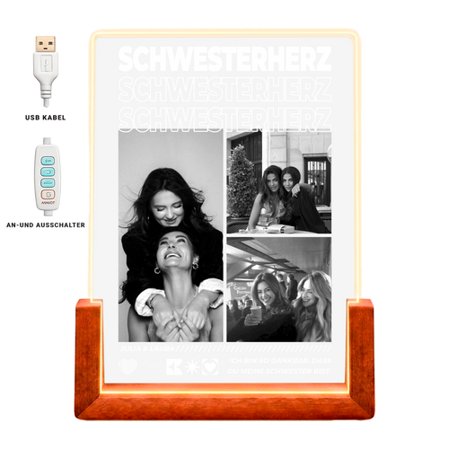 Personalisiertes Acryl-Licht "Beste Schwester" | Nachtlicht, Dekolicht, Glowlight