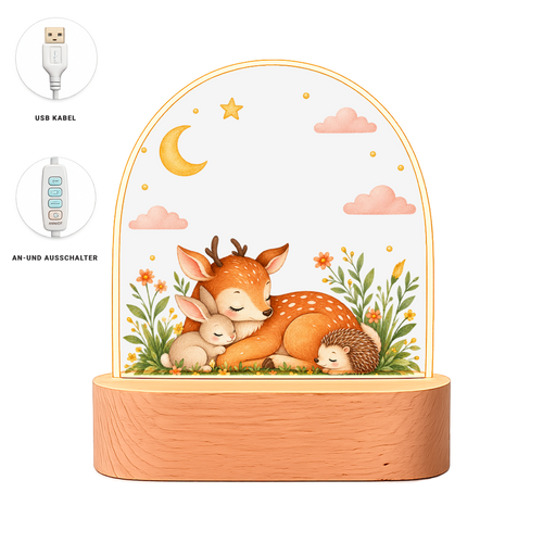 Personalisiertes Nachtlicht " Reh, Hase & Igel "