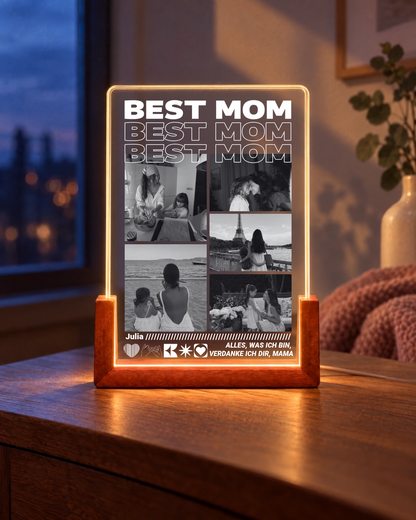 Personalisiertes Acryl-Licht mit Fotos "Mama"