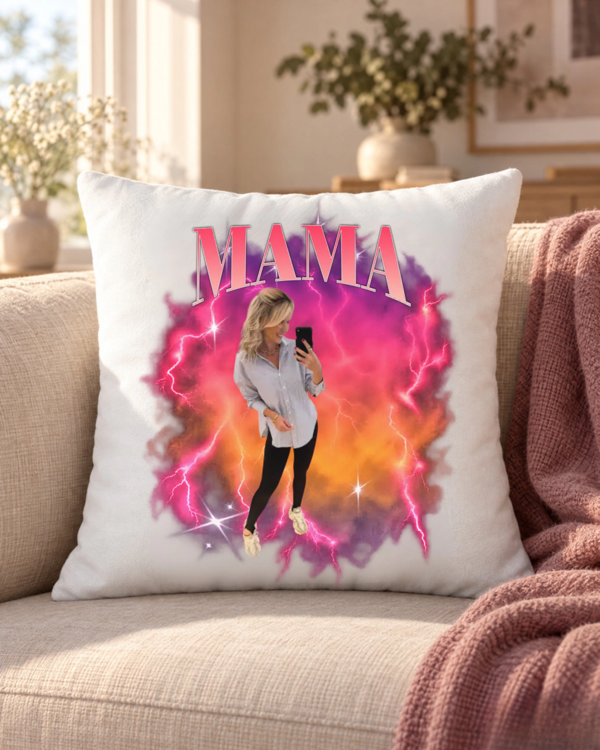 Personalisiertes Kissen Vintage Bootleg "Mama"