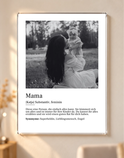 Beleuchteter Bilderrahmen Acryl-Glas "Mama Definition"