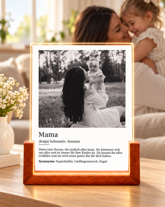 Beleuchteter Bilderrahmen Acryl-Glas "Mama Definition"
