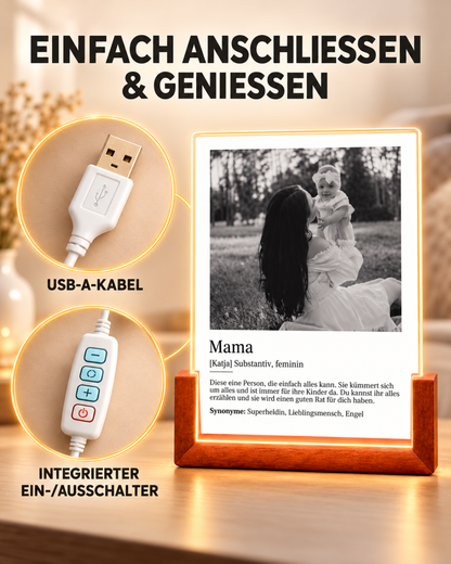 Beleuchteter Bilderrahmen Acryl-Glas "Mama Definition"
