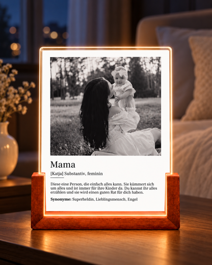 Beleuchteter Bilderrahmen Acryl-Glas "Mama Definition"