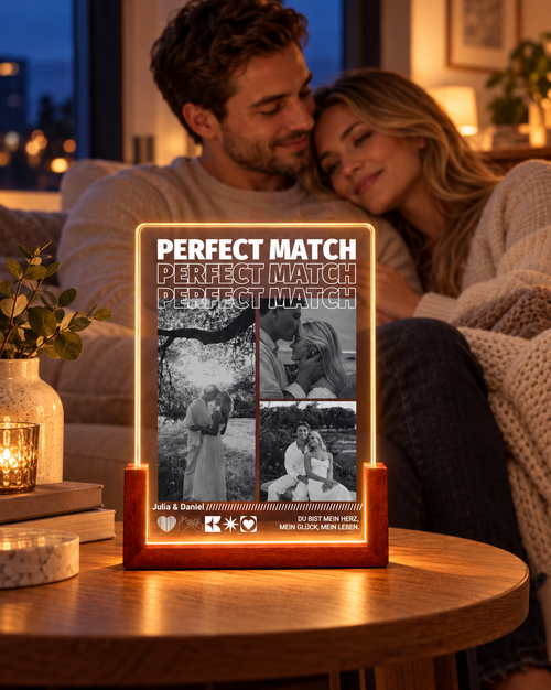 Personalisiertes Acryl-Licht  "Perfect Match" | Nachtlicht, Dekolicht, Glowlight
