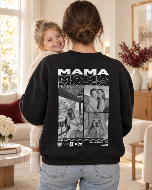 Personalisierter Sweater mit Fotos "Mama"