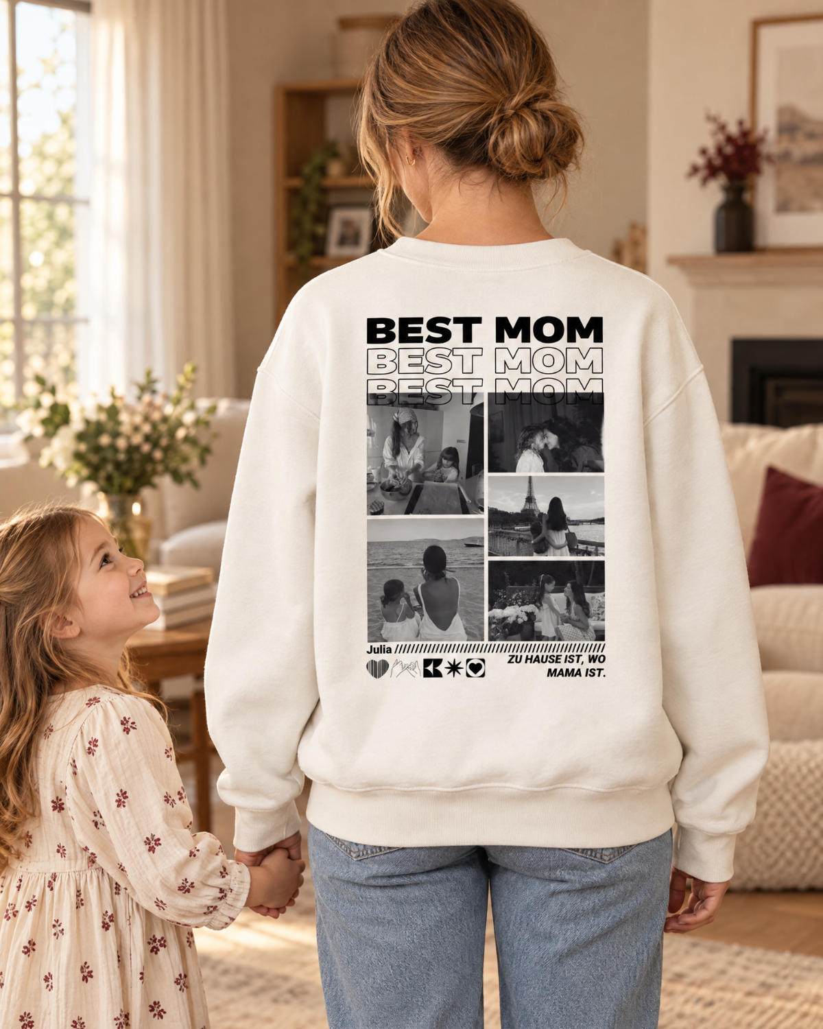 Personalisierter Sweater mit Fotos "Mama"