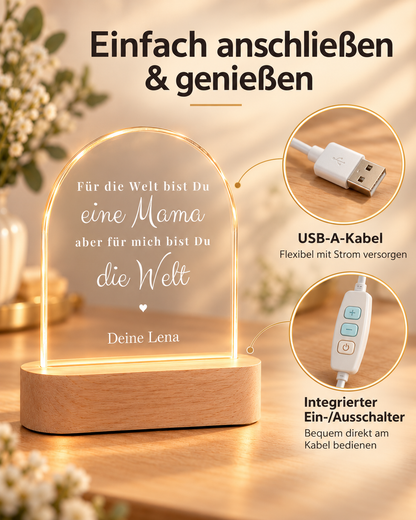 Personalisiertes Nachtlicht Mama "Welt"