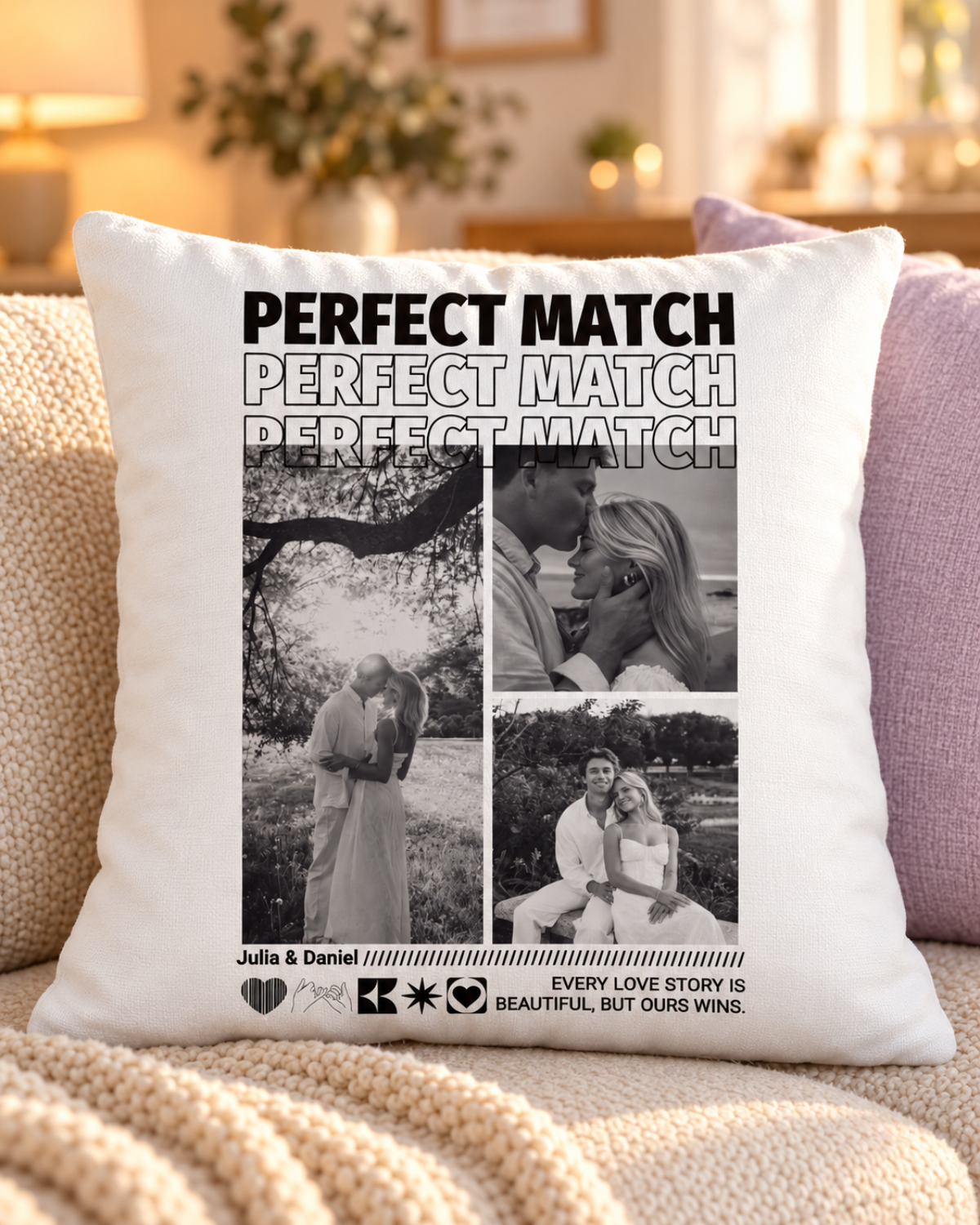 Personalisiertes Kissen "Perfect Match"
