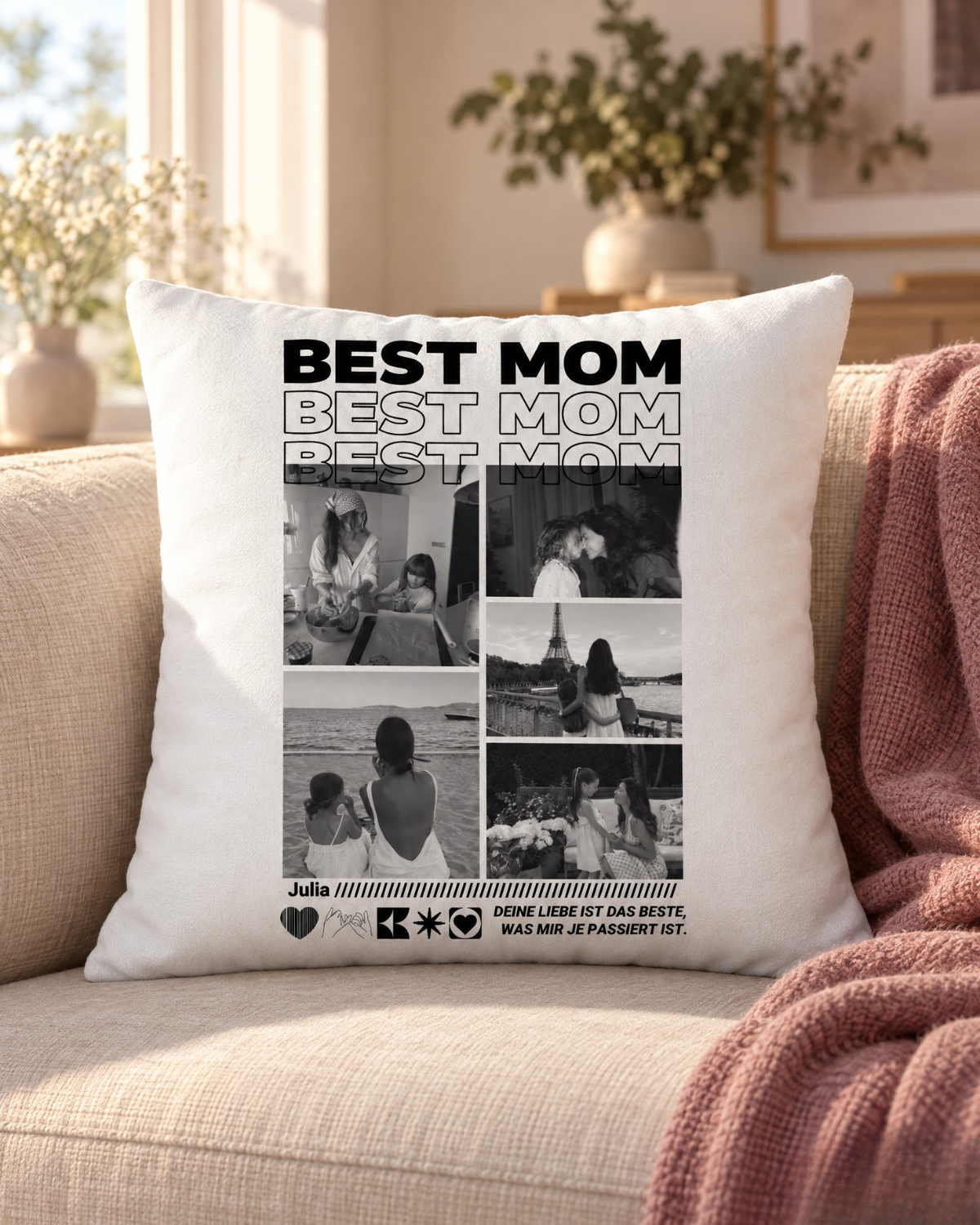 Personalisiertes Kissen mit Fotos "Mama"