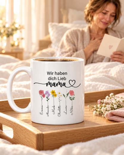Personalisierte Tasse "Blumen für Mama"