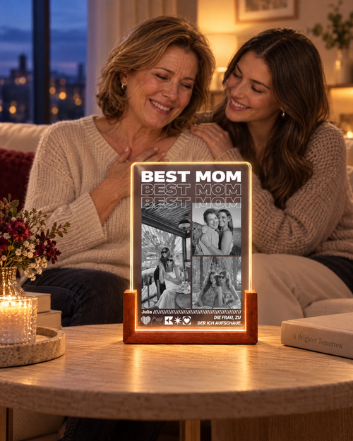 Personalisiertes Acryl-Licht mit Fotos "Mama"